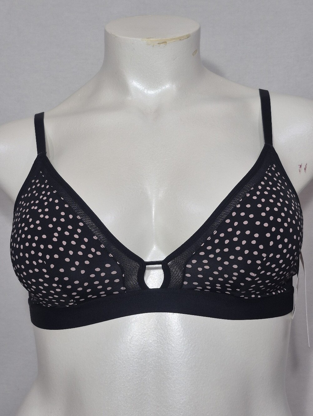 Size‎ 1 Lively All You LIVELY Polka Dot Busty Mesh Trim Bralette Black